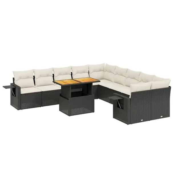 Zestaw wypoczynkowy rattan PE, czarny, 62x62x69 cm, kremowy