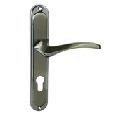 Klamki - Domino Klamka do drzwi wewnętrznych z długim szyldem do wkładki Enigma 72 Chrom Nikiel - miniaturka - grafika 1