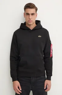 Alpha Industries bluza męska kolor czarny z kapturem gładka 148337 - Bluzy męskie - miniaturka - grafika 1