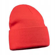 Czapki damskie - Ciepła Klasyczna Wywijana Czapka Zimowa Na Zimę Unisex Podwójna Czerwona - miniaturka - grafika 1