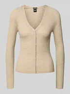 Swetry damskie - Kurtka z dzianiny o kroju slim fit z żywej wełny - miniaturka - grafika 1