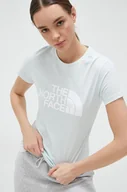 Koszulki sportowe damskie - The North Face t-shirt bawełniany kolor turkusowy - miniaturka - grafika 1