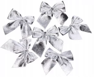 Kokardy kokardki na choinkę dekoracyjne srebrne komplet 12 sztuk - Bombki - miniaturka - grafika 1