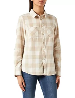 Koszule damskie - Urban Classics Damska koszula damska w kratkę, flanelowa koszula, damska koszula drwala z długim rękawem, dostępna w wielu kolorach, rozmiary XS-5XL, Whitesand/Lighttaupe, XL - grafika 1