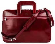 Teczki i aktówki - Time Resistance Skórzana aktówka męska z paskiem na ramię – ręcznie wykonana we Włoszech – torba robocza – torba biznesowa –, czerwony - miniaturka - grafika 1