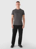 Spodnie męskie - 4F Spodnie casual cargo męskie 4F x Robert Lewandowski - czarne XL - miniaturka - grafika 1