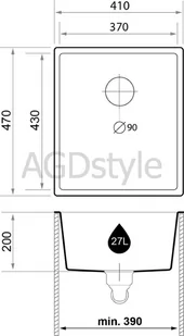 BRANDE SOLAR SLIM 410-45 BLACK (czarny mat) - Zlewozmywaki - miniaturka - grafika 2