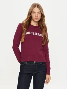 Guess Jeans Sweter W4BR10 Z3HM1 Bordowy Regular Fit - Swetry damskie - miniaturka - grafika 1
