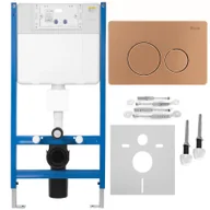 Stelaże i zestawy podtynkowe do WC - Rea Stelaż zestaw podtynkowy K011A-Q do mis WC z przyciskiem I Miedź Szczotkowana - miniaturka - grafika 1