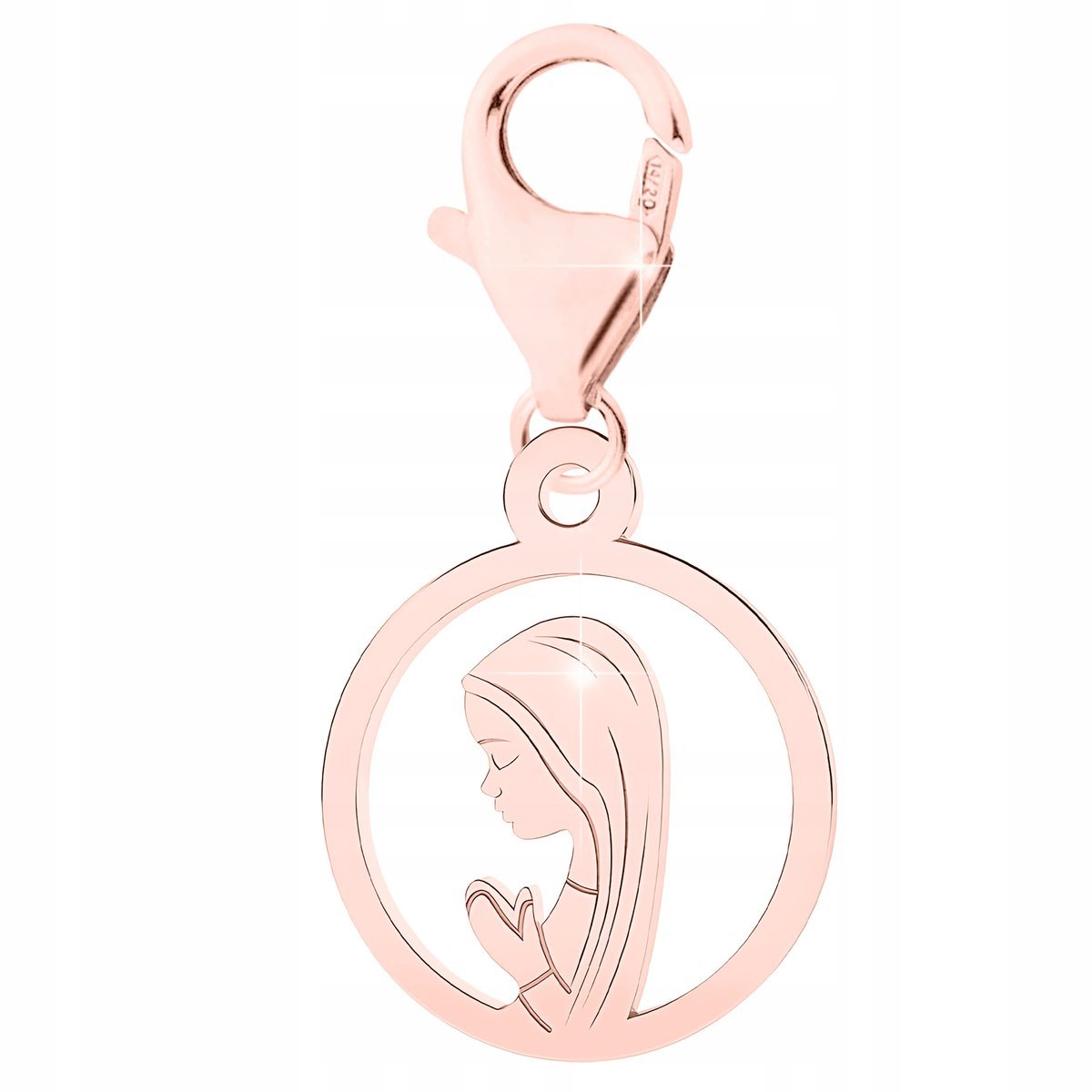 Zawieszka Pozłacana Maryja Matka Boska Medalik Blaszka Fatima SREBRO 925