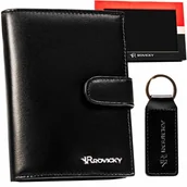 Breloki - Zestaw prezentowy męski portfel + brelok ze skóry naturalnej Rovicky - miniaturka - grafika 1