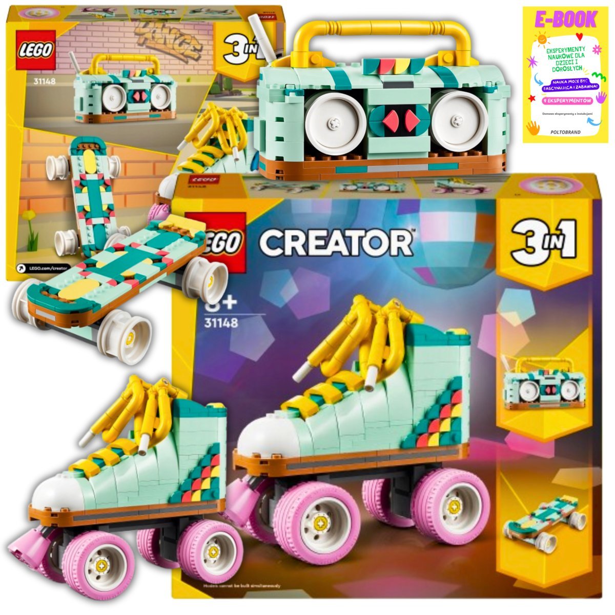 Lego Prezent - Creator 3W1 Wrotka W Stylu Retro Klocki Prezent + Ebook