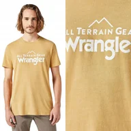 Koszulki męskie - Wrangler ATG LOGO TEE Antelope BEŻOWA KOSZULKA T-SHIRT Z LOGO REGULAR M - miniaturka - grafika 1