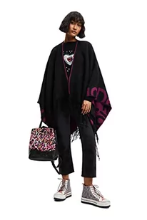 Desigual Poncho_damskie logo Paryż, 3016 liliowy, czerwony, jeden rozmiar, Czerwony, rozmiar uniwersalny - Kurtki damskie - miniaturka - grafika 1