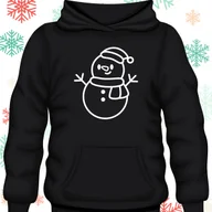 Bluzy męskie - Bluza uniwersalna typu kangurka z kapturem Bałwan rozmiar L czarna świąteczna - miniaturka - grafika 1