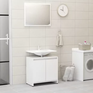 vidaXL vidaXL Zestaw mebli łazienkowych, wysoki połysk, biały, płyta wiórowa 8720286016046 - Meble łazienkowe - miniaturka - grafika 1