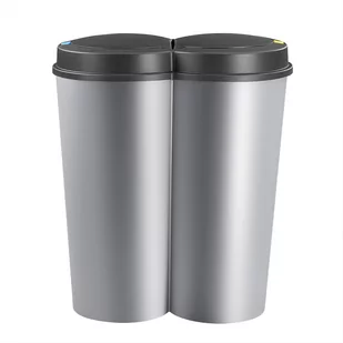 Kosz na śmieci Podwójny Srebrny Plastikowy 2x25L - Kosze na śmieci - miniaturka - grafika 1