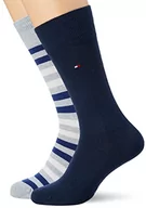 Skarpetki męskie - Tommy Hilfiger Męskie skarpety Duo Stripe Classic (2 sztuki), niebieski, 43 EU - miniaturka - grafika 1