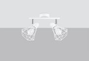 Lampy sufitowe - Podwójny biały plafon z drucianymi kloszami SL.1103 z serii ARTEMIS - miniaturka - grafika 1