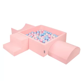 KiddyMoon Piankowy plac zabaw PPZP-KW30D-134 z piłeczkami różowy: babyblue-pudrowy róż-perła basen 300/rampa L/półwałek L/schodek - Suche baseny - miniaturka - grafika 1