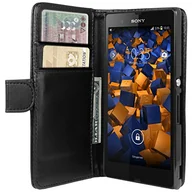 Etui i futerały do telefonów - mumbi pokrowiec Bookstyle Case kompatybilny z Sony Xperia Z etui na telefon komórkowy Case Wallet, czarny - miniaturka - grafika 1