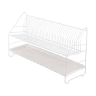 Suszarki do naczyń - Suszarka do naczyń 2-poziomowa 80 cm biała z tacką - miniaturka - grafika 1