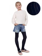 Rajstopy - Rajstopy bawełniane dziewczęce dziecięce ażurowe granatowe 128-134 MYWAY - miniaturka - grafika 1