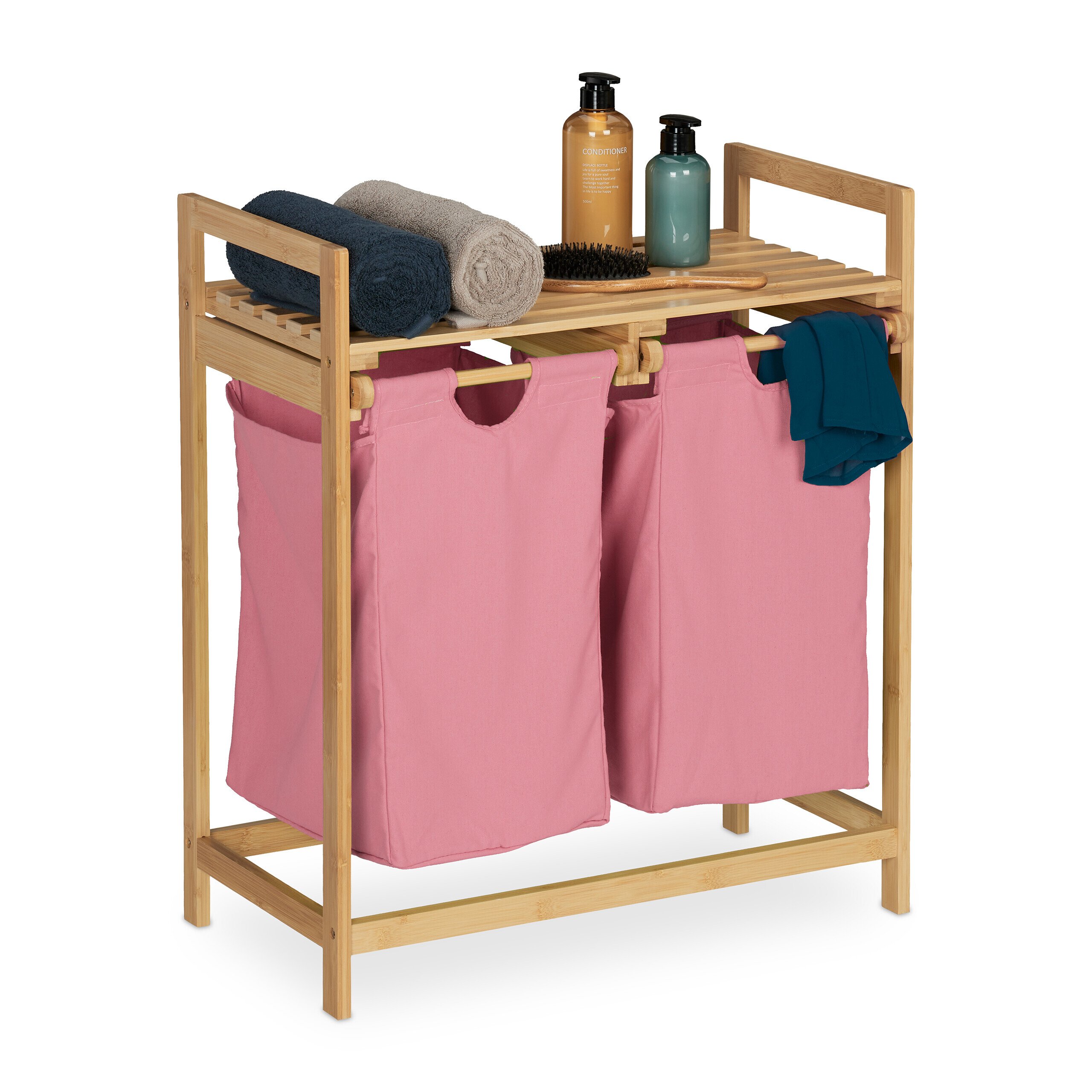 relaxdays Półka na kosz na pranie bambus