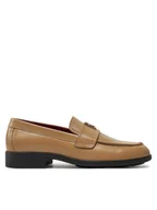 Półbuty damskie - Tommy Hilfiger Lordsy Th Leather Classic Loafer FW0FW07961 Khaki - miniaturka - grafika 1