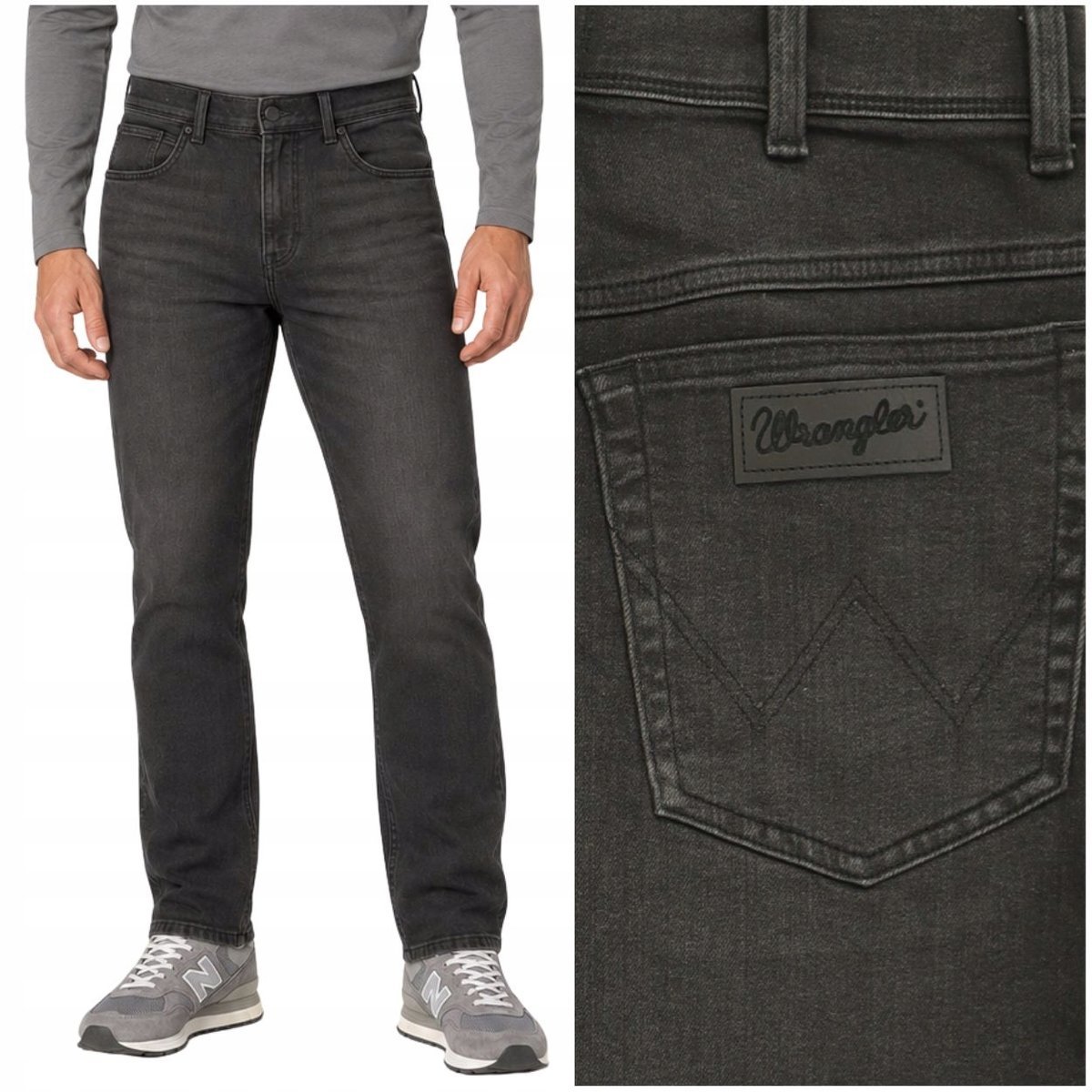 Wrangler TEXAS SLIM Ashley lekko dopasowane czarne spodnie jeansowe W32 L32