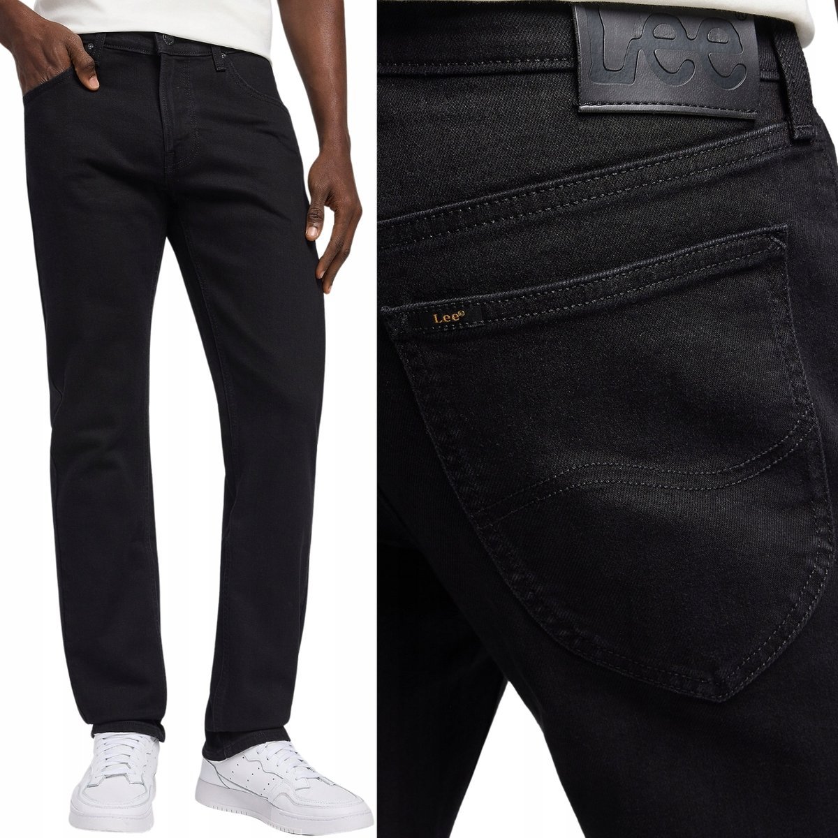 Lee DAREN Clean Black DżINS proste czarne męskie spodnie jeansowe W48 L34