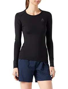 ODLO Suw Top Crew Neck L/S Natural 100% Merin podkoszulka damska, czarny, XS 110811 - Koszulki i topy damskie - miniaturka - grafika 1