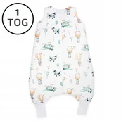 Śpiworki dla dzieci - OCIEPLANY ŚPIWOREK Z NOGAWKAMI 56-68 XS 1 TOG BAWEŁNA 100% PRODUKT POLSKI - miniaturka - grafika 1