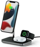 Ładowarki do telefonów - Satechi Ładowarka indukcyjna 3w1 MagSafe 15W + kabel, czarna - miniaturka - grafika 1