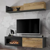 Meble do sypialni - Meblościanka z biokominkiem DALLAS B dąb flagstaff - miniaturka - grafika 1