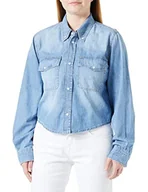 Koszule damskie - Pinko Narciarska Koszula Denim Lekka Koszula Damska, Pje_mycie Jasne, 38 - miniaturka - grafika 1