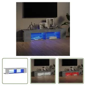 Szafki RTV - Living Store szafka pod telewizor z oświetleniem LED betonowa szara 135x39x30 cm - miniaturka - grafika 1