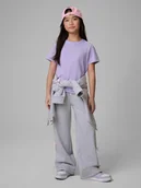 Koszulki dla dziewczynek - 4F T-shirt regular gładki dziewczęcy - fioletowy 128 (7-8 lat) - miniaturka - grafika 1