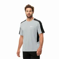Koszulki męskie - Męska koszulka szybkoschnąca Jack Wolfskin NARROWS T M cool grey - XXL - miniaturka - grafika 1