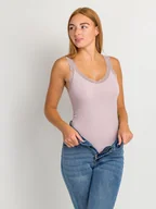 Koszulki i topy damskie - Top wiskozowy z koronką 2XL jasny fiolet - miniaturka - grafika 1