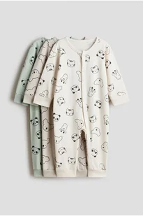 H & M - Bawełniana piżama jednoczęściowa 3-pak - Zielony - H&M - Piżamy dla dziewczynek H & M - Bawełniana piżama jednoczęściowa 3-pak - Zielony - H&M - Piżamy dla dziewczynek - miniaturka - grafika 1