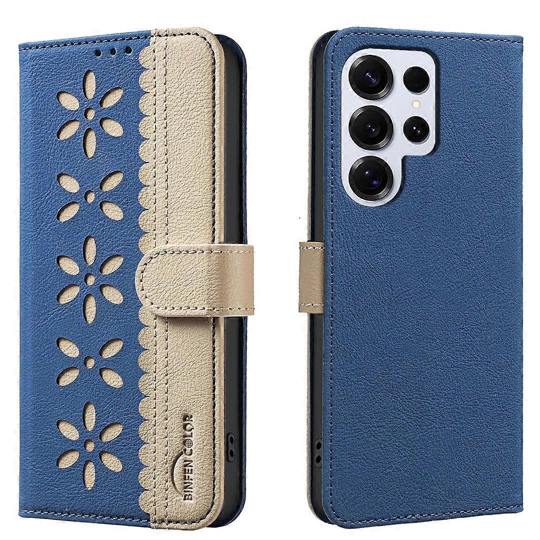 Pokrowiec TKdaddy na skórzane etui Samsung Galaxy S25 Ultra BINFEN COLOR BF36 Pokrowiec na telefon z kwiatowym wzorem Stojak na portfel blokujący R...