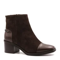Botki damskie - Brązowe zamszowe botki KD2604 - Neścior - miniaturka - grafika 1