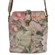 Torebki damskie - Mała skórzana listonoszka pastelowe kwiaty - miniaturka - grafika 1