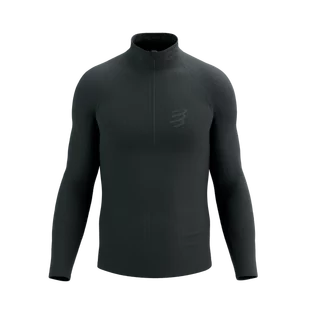 COMPRESSPORT koszulka termoaktywna  3D THERMO HALF ZIP LS TOP black - Koszulki sportowe męskie - miniaturka - grafika 1