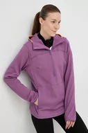 Bluzy damskie - Helly Hansen bluza sportowa Powderqueen damska kolor fioletowy z kapturem gładka - miniaturka - grafika 1
