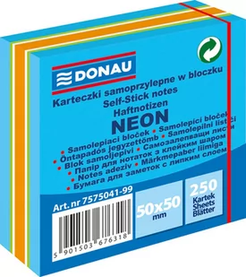 Donau Mini kostka samoprzylepna 50x50 mm 1x250 kart neon-pastel mix niebieski - Etykiety samoprzylepne i bloki etykiet - miniaturka - grafika 1