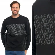 Bluzy męskie - BLUZA MĘSKA BEZ KAPTURA Z NADRUKIEM CZARNA BAWEŁNIANA STYLOWA MORAJ S - miniaturka - grafika 1