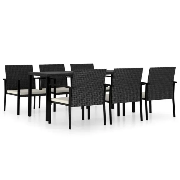 Zestaw ogrodowy rattanowy - 180x70 cm, czarny