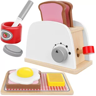 Drewniany Toster dla Dzieci Zestaw + Akcesoria - Zabawki AGD - miniaturka - grafika 1